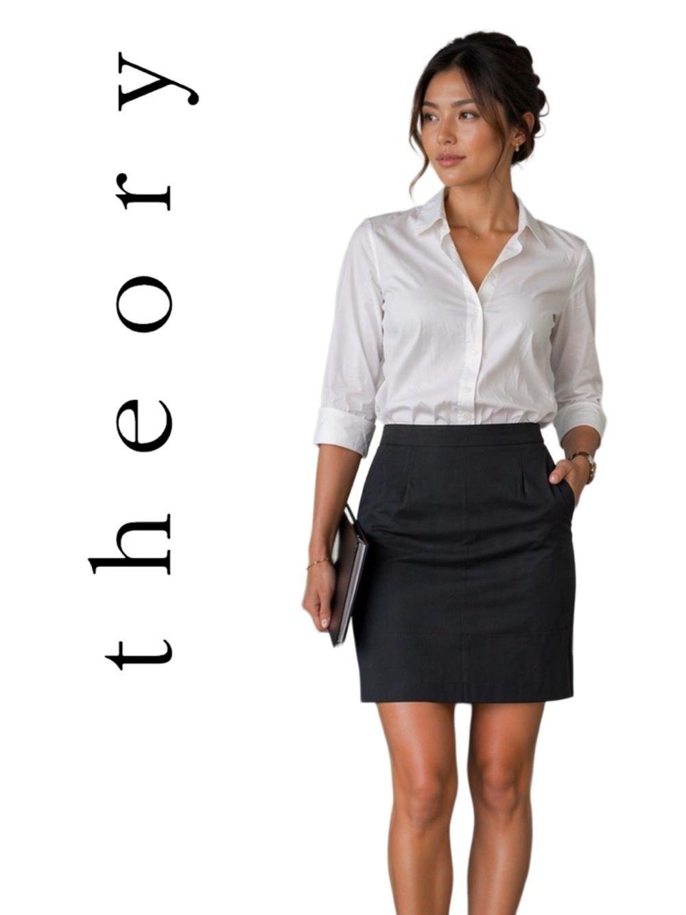 Theory Black Binia Favor Stretch Mini Skirt with Pockets - Size 4